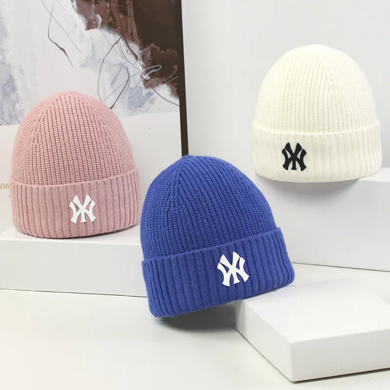 Unisex Keep Warm Autumn Winter Knitted Hat Female MY Letter Embroidery Hip-hop Hat Beanies Hats .