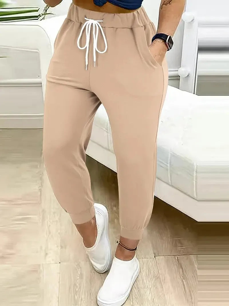 European plus size new casual solid colour pocket Harem Pants