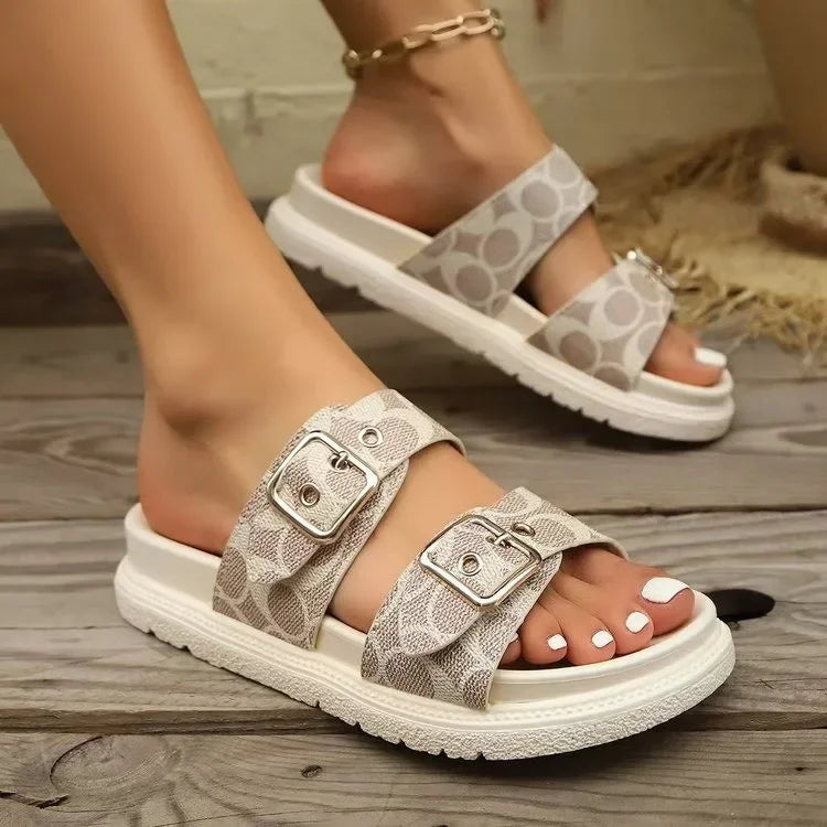 2025 Summer New Luxury Quality Print Brand Designer Platform Slides Outdoor Casual Comfortable for Women Zapatillas Mujer.