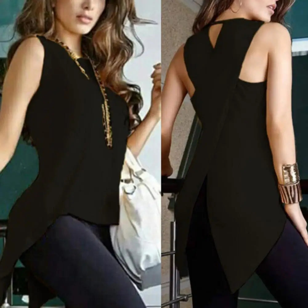 New Women Summer Fashion Solid Colour Cross Tank Top.  S-3X