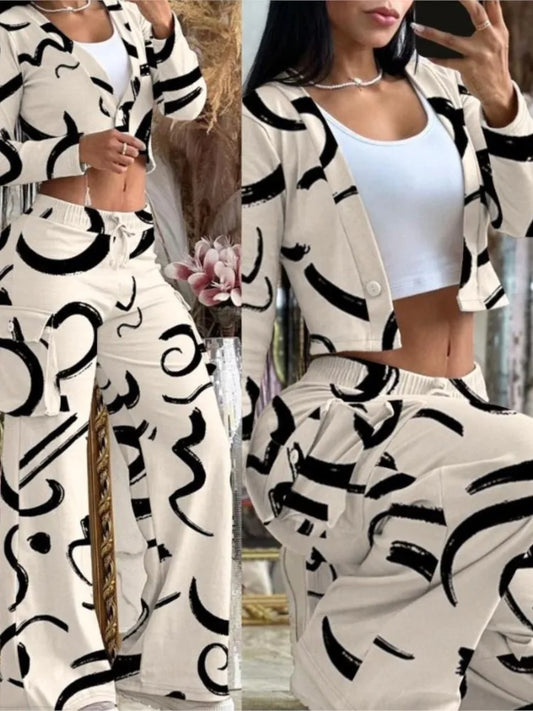 Women's New Fashionable Solid Colour Short Top Casual Pants Set For Women.  S-2X