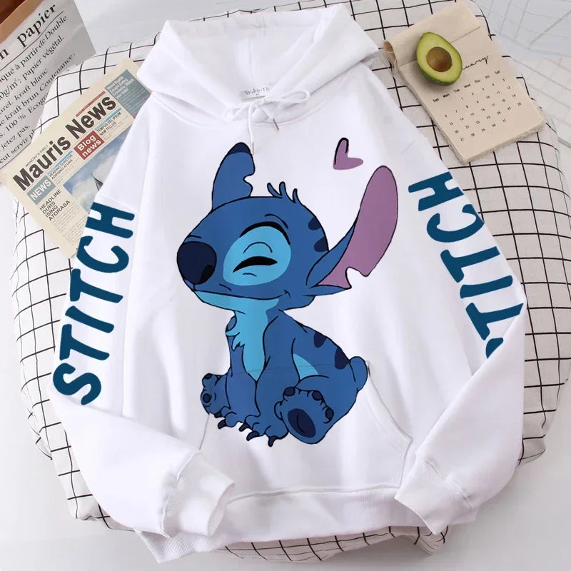 Disney Hoodie Fashion Stitch Angel Monster Letter Cartoon Sweatshirt Pullover Cute Unisex Pocket Hoodie.  S-3X