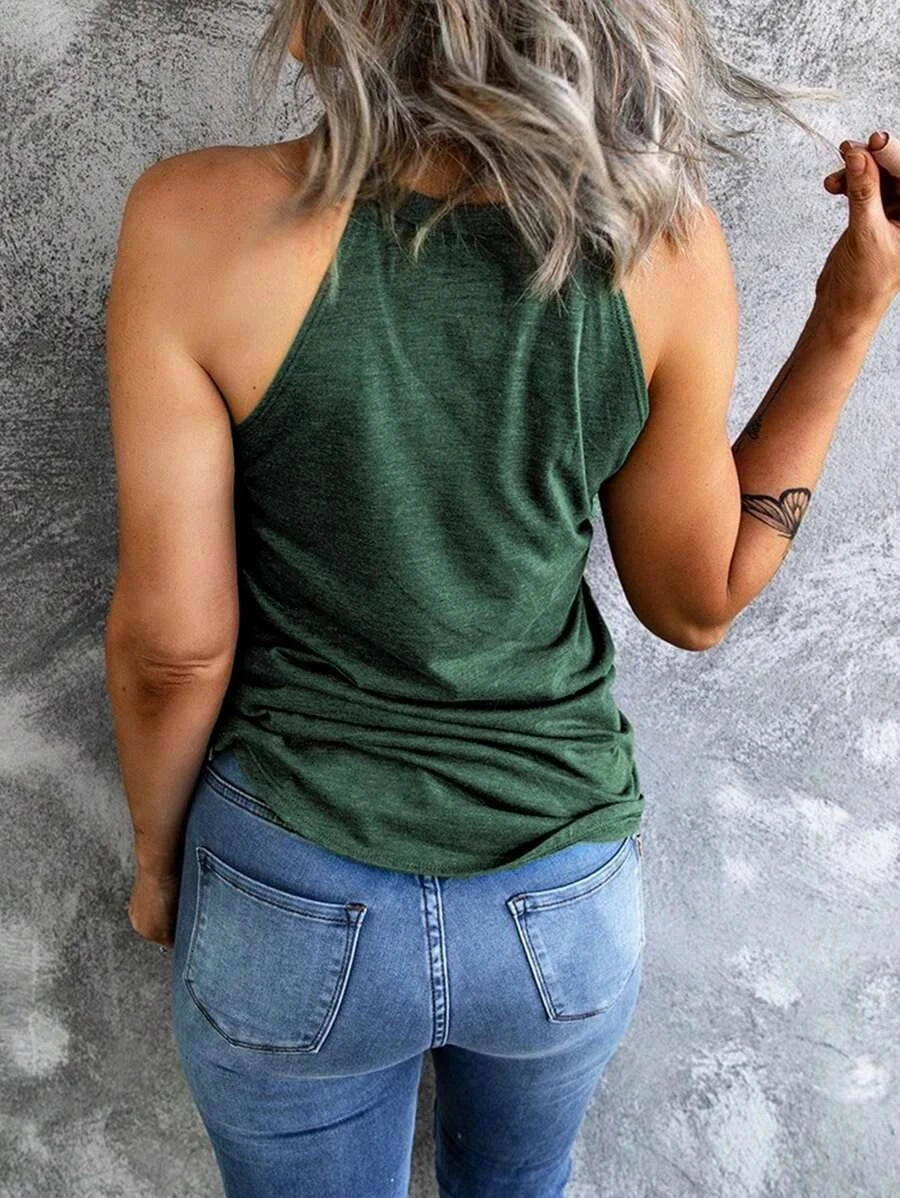 Women's Summer Sleeveless Halter Tee Shirts Crew Neck Workout Tank Tops Casual Plain Shirts.   S-2X