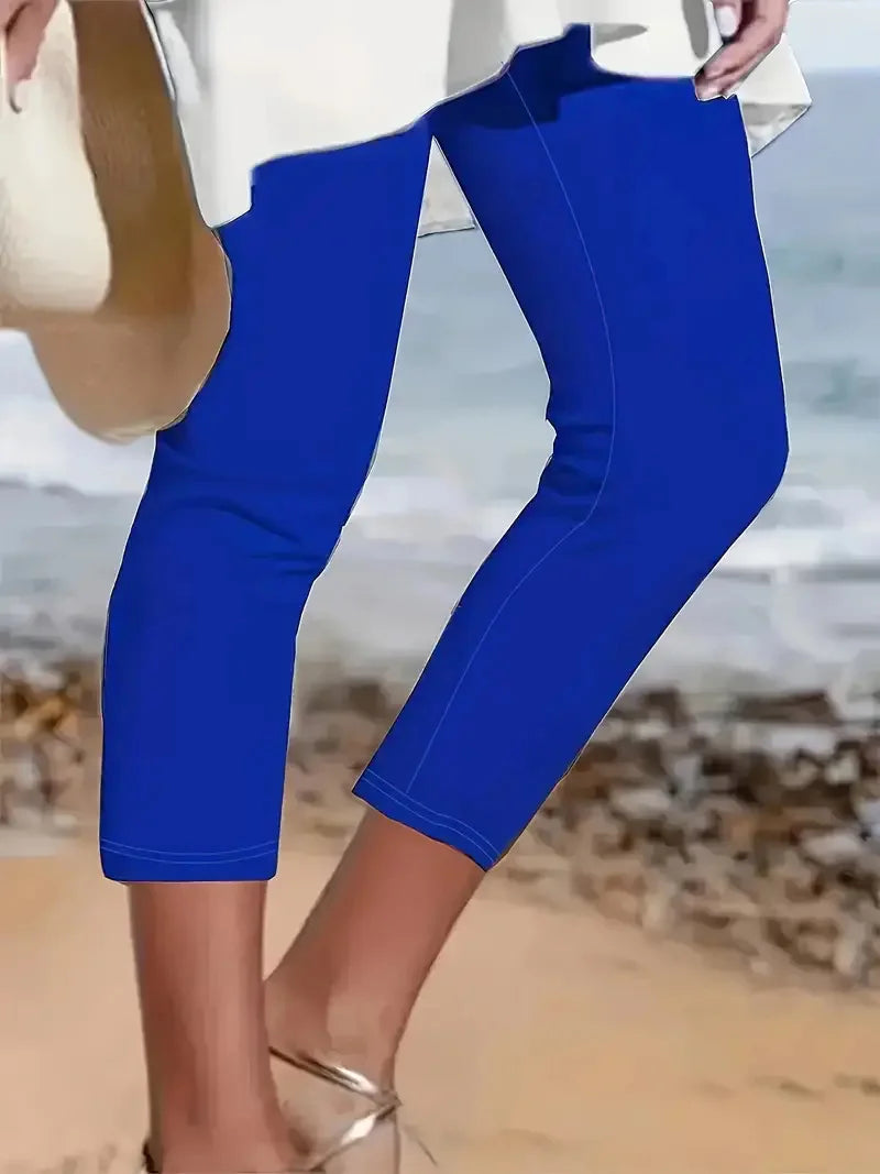 Casual Sports Yoga Capri Women's Plus Size Elastic Waist Cropped Casual Leggings