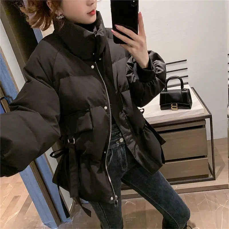 Ladies Autumn Winter Short Coat, Turtleneck Sweater Lady Solid Jackets Knit Bottoms