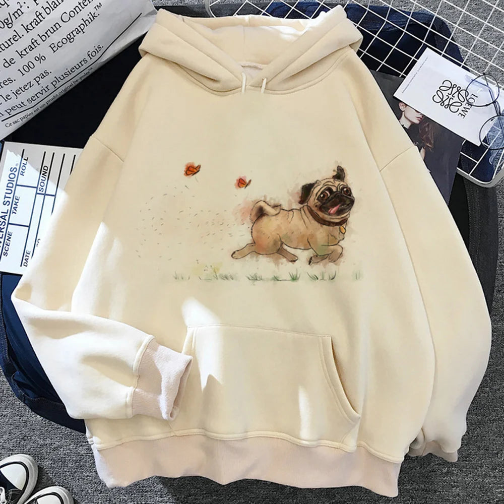 Pug hoodies women Fleece long sleeve  Hoodie.   XS-2X