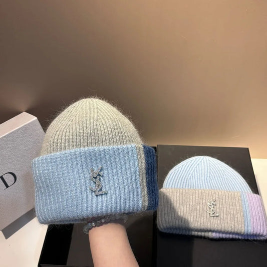 Rabbit Fur Blend Winter Beanie - Warm Knit Hat with Ear Flaps