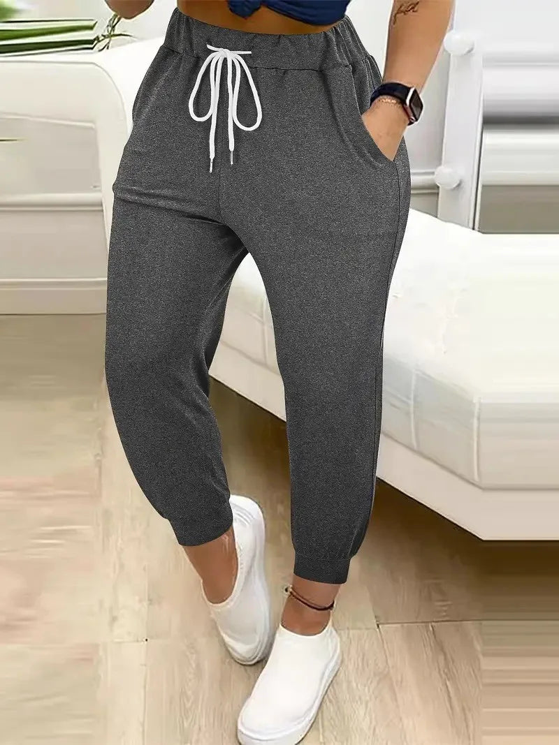 European plus size new casual solid colour pocket Harem Pants