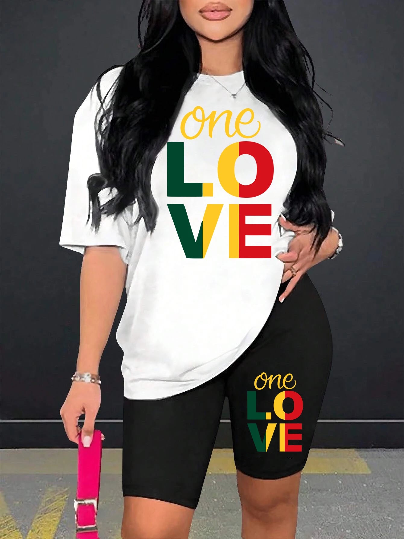 High Quality One Love Printing Women Breathable Soft 2 Piece.  S-3XL