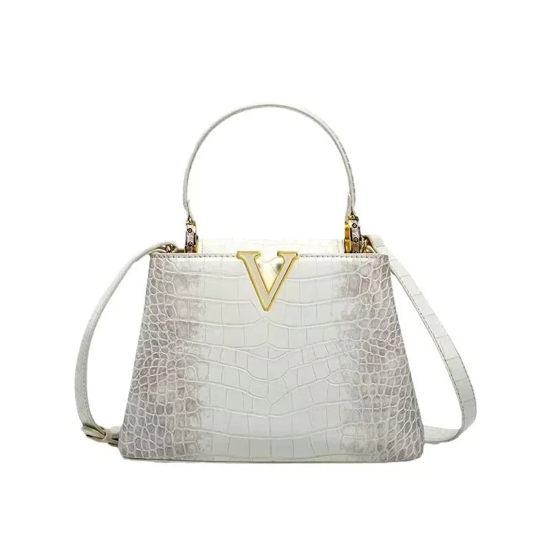 High-end Crocodile Pattern Genuine Leather Women's Fashionable Versatile Luxury Light weight Bag
