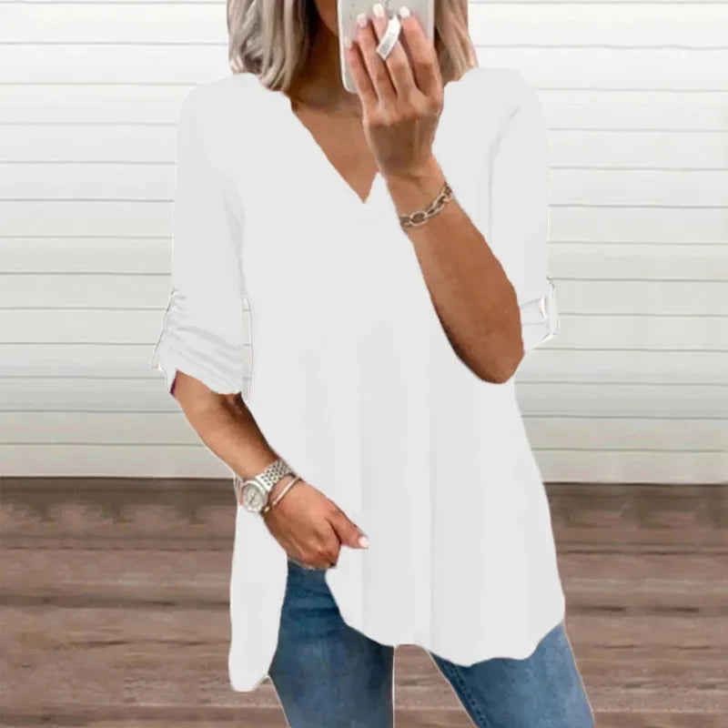 Women's V-Neck Long Sleeve Chiffon Shirt New Style Top Slim.  S-5X