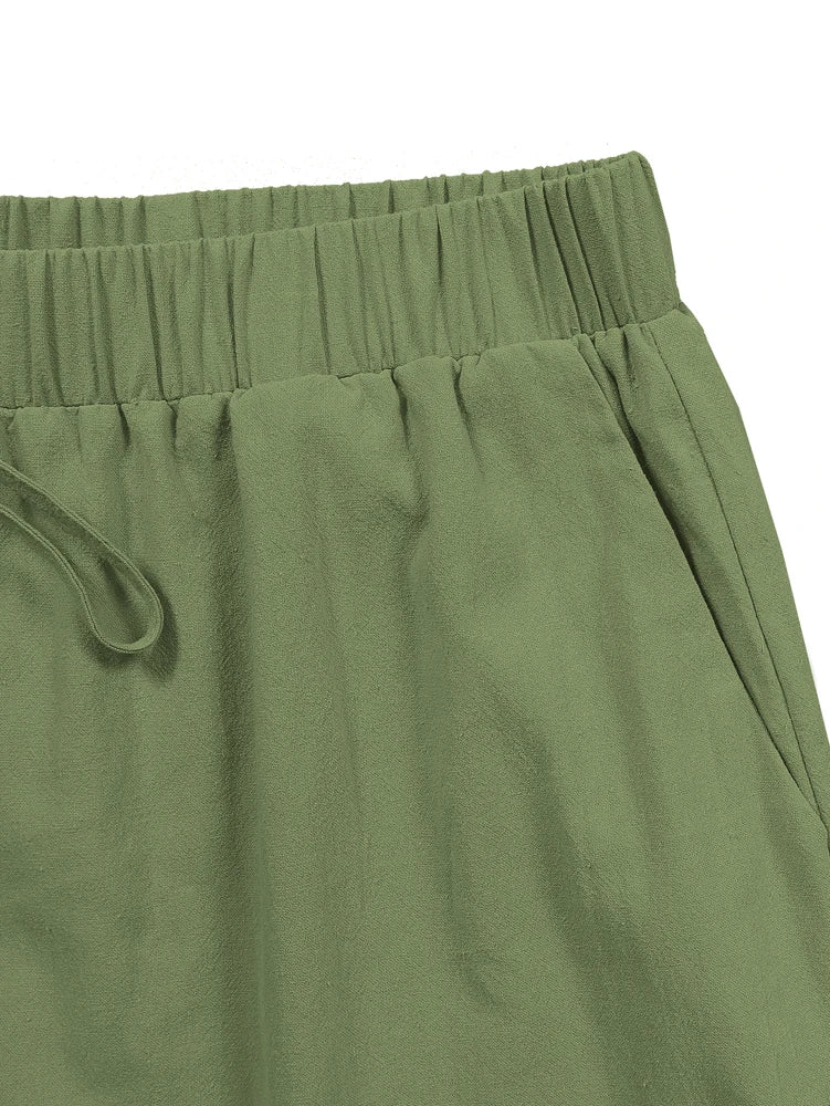 Plus Size 2025 New Women's Elastic Waist Wide Loose Large Size Casual Pant.