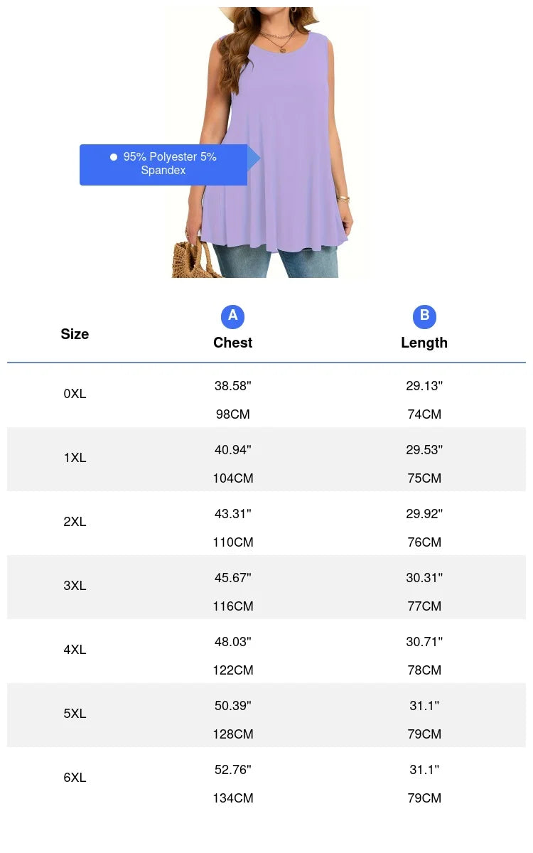 Plus Size Women Summer Fashion Casual Sleeveless Ladies Tank Top