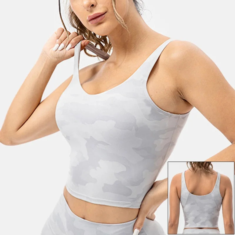 Camouflage Breathable Sports Bra, Fitness Yoga Crop Top