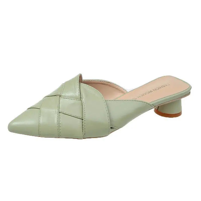 Ladies Leather Pointed Toe Mule Slides With Premium Quality.