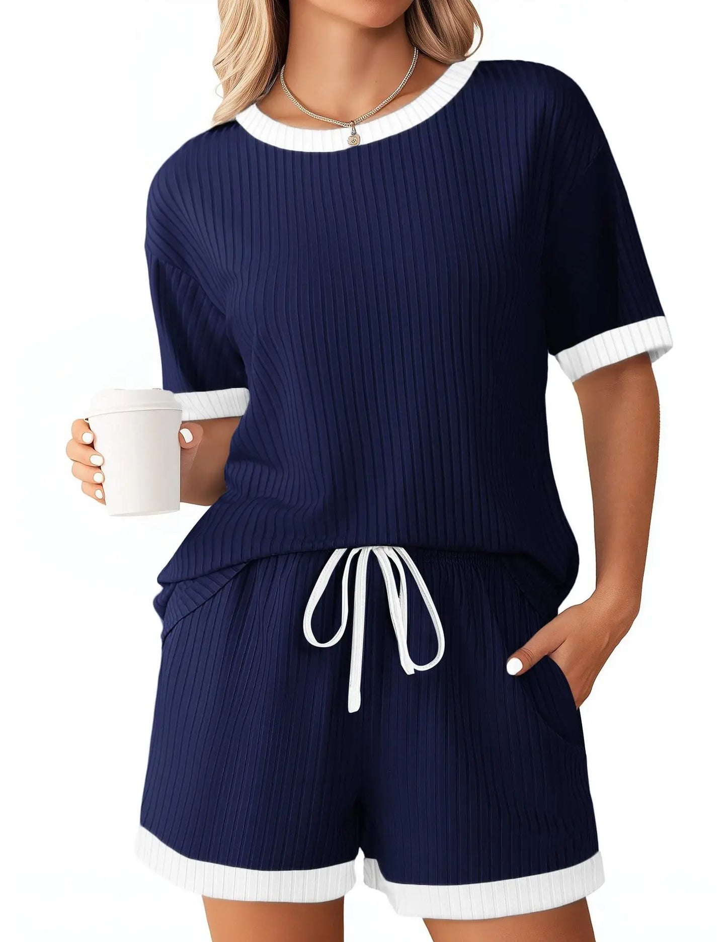 New Casual Loose Short Set For Women 2025 Elegant Summer Two Pieces Outfit.  S-2X