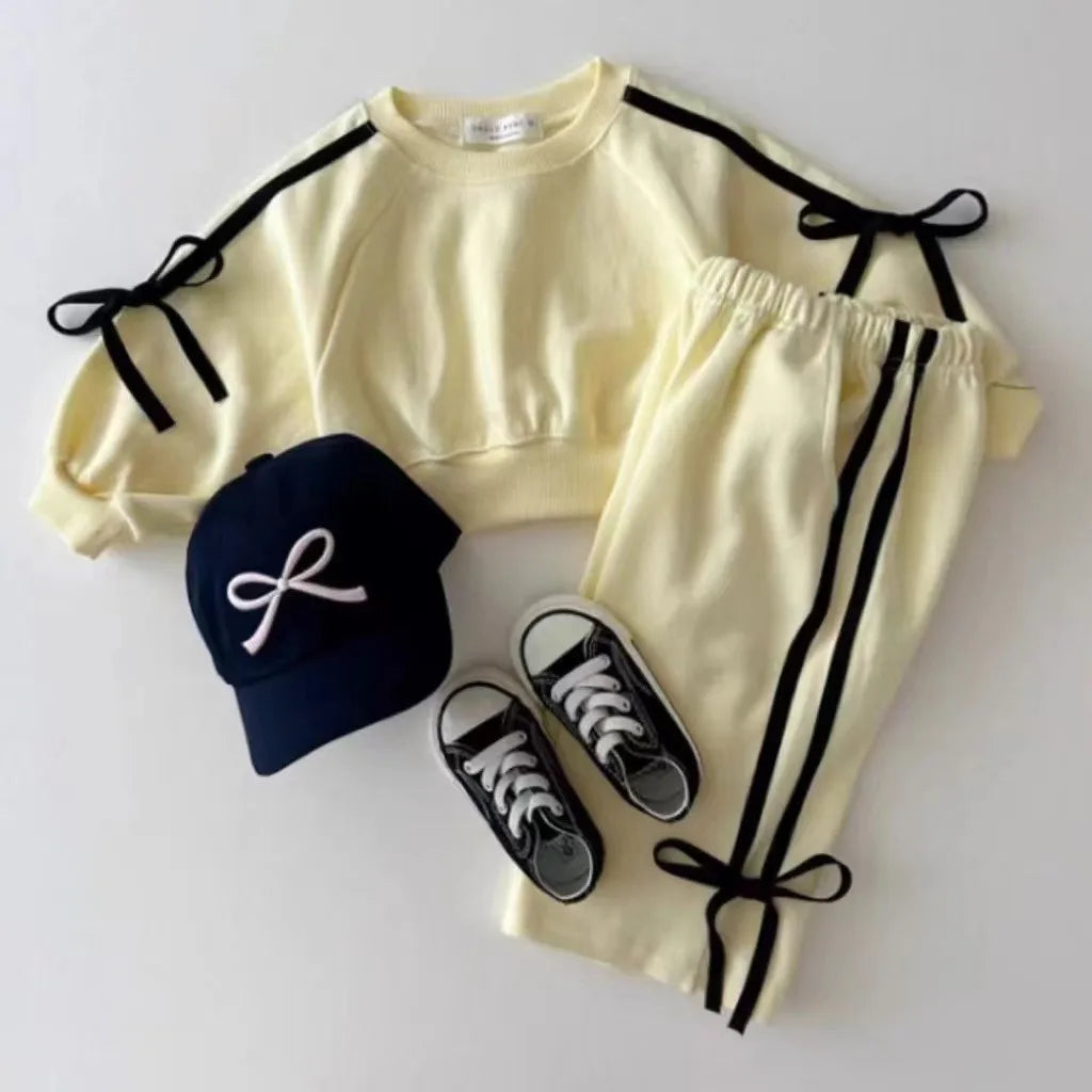 Girls Set All Season Sporty Baby Girl Butterfly Knot Two-Piece Set