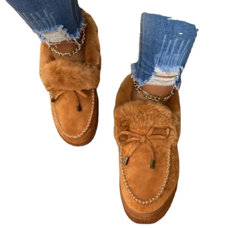 Solid Color Women Winter Cotton Plush Warm Casual Boot/Shoe .
