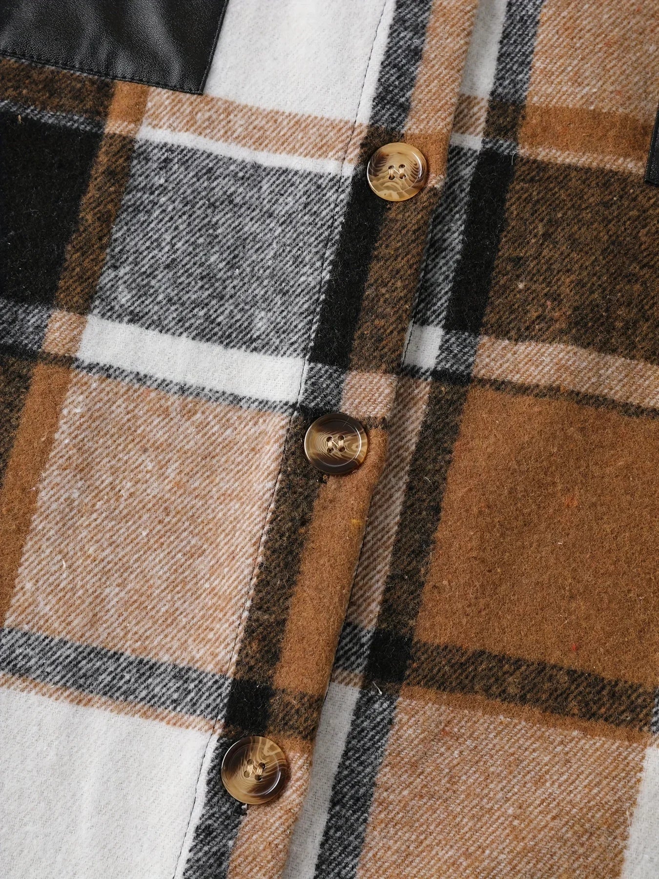 Plus Size Women's Autumn and Winter Plaid Lapel Casual Long Sleeved Pocket Fashionable Loose Fit Patchwork Jacket