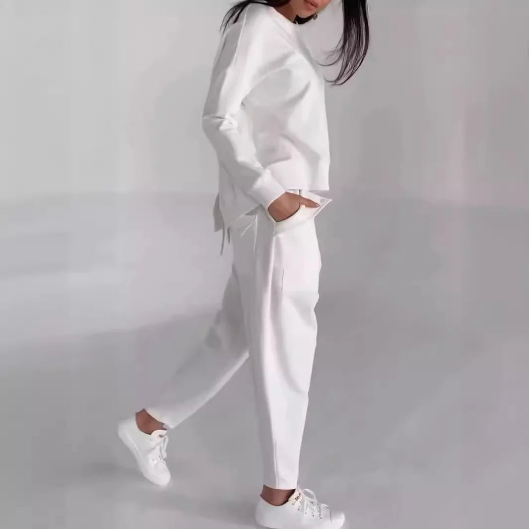New Fashion Lace-up Craft Multi-pocket Trendy Sport Solid Color Casual Pants Set for Women.  S-3X