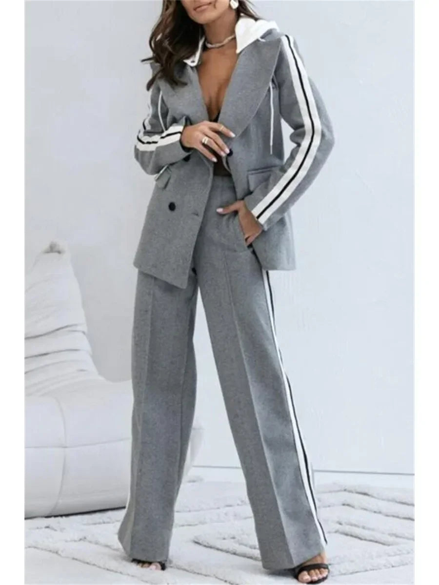 Streetwear 2 Piece Women Outfit Hooded Blaze and Pants Set.