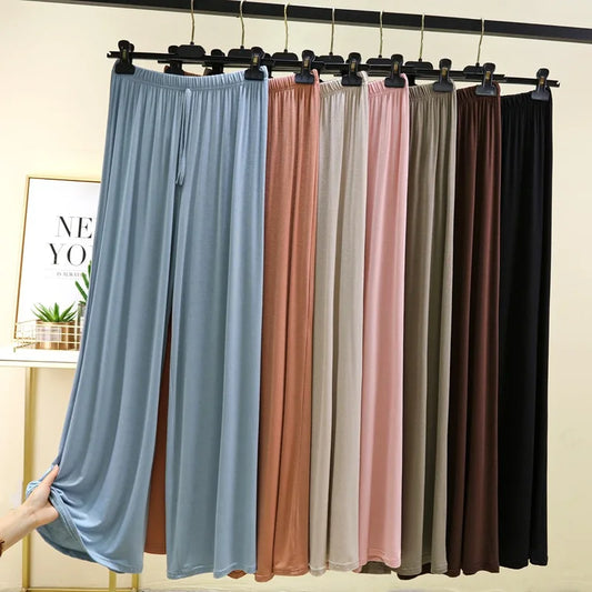 Plus size L to 6XL Women's wide leg pants high waist Loose Long solid colour Casual Pants