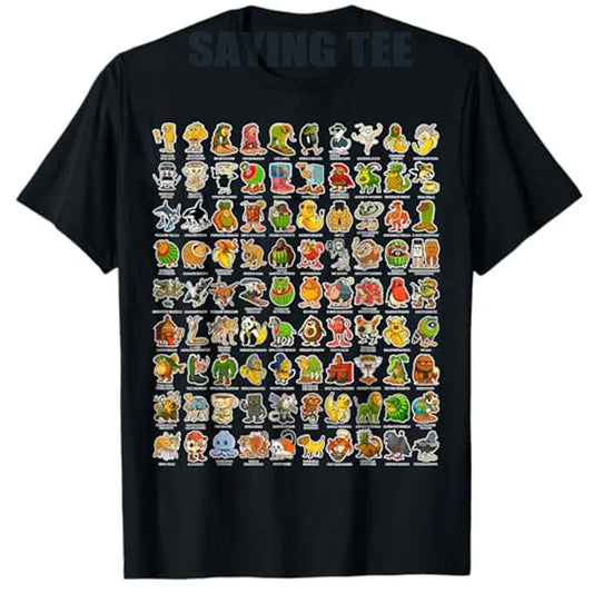 Italian-Brainrot Gen Z Funny Meme 90 Brainrot Characters T-Shirt Boys And Men Fashion Comics Graphic Streetwear Tops.  Kids And Adult Sizes