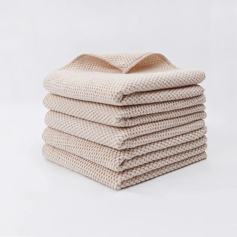 5pcs Corn Kernels Cleaning Cloth Microfiber Household Multi-functional Lazy Rag Cleaning Towel Strong Water Absorption 30*30cm