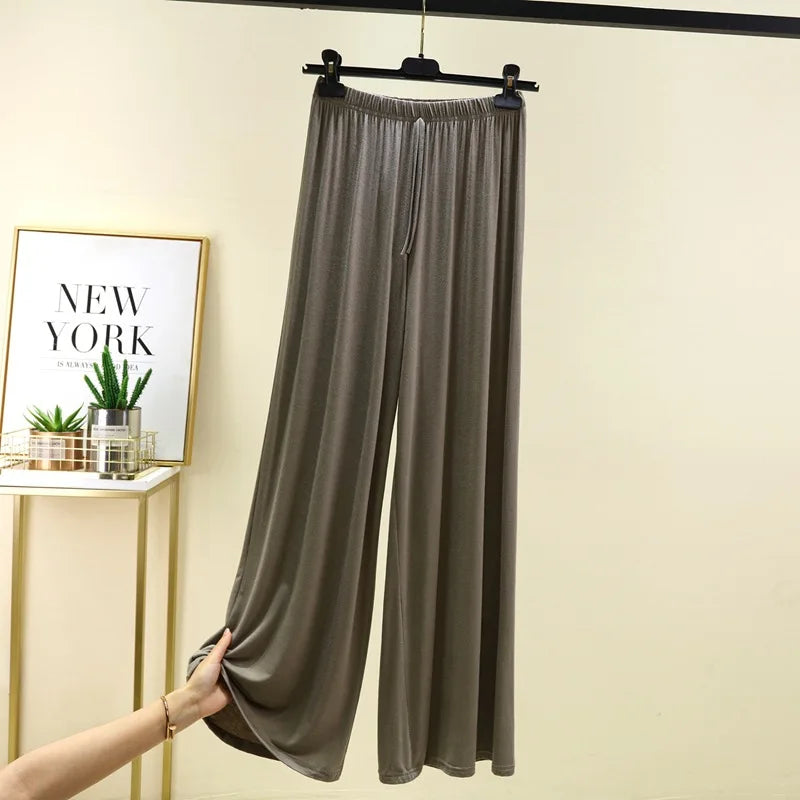 Plus size L to 6XL Women's wide leg pants high waist Loose Long solid colour Casual Pants