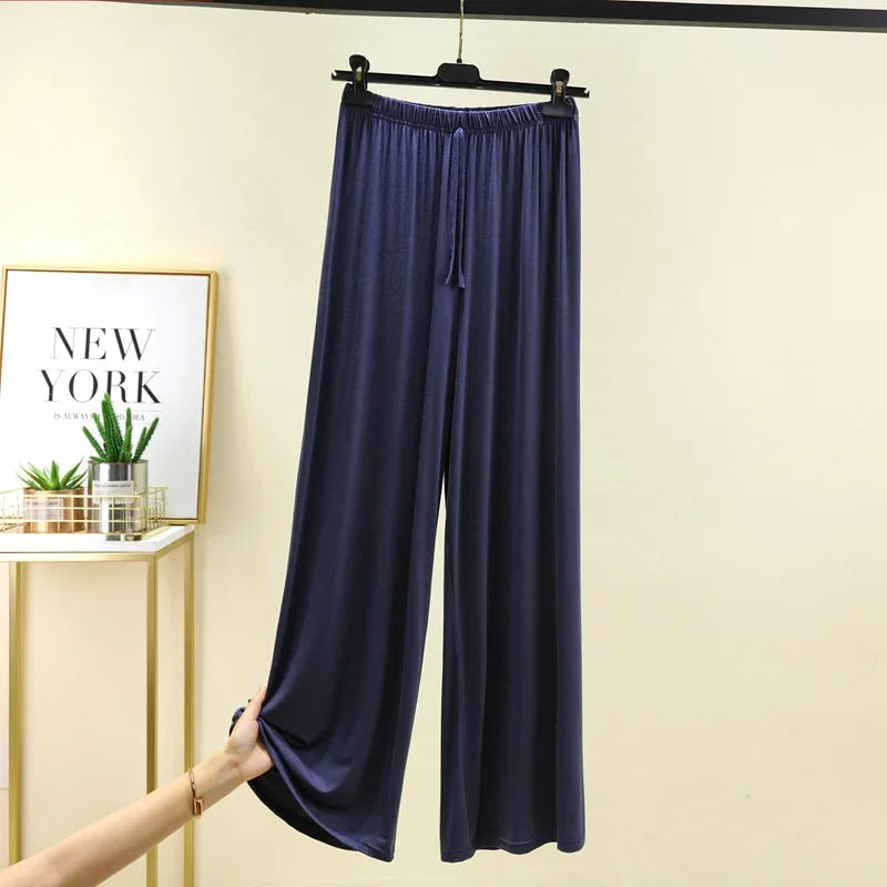 Plus size L to 6XL Women's wide leg pants high waist Loose Long solid colour Casual Pants