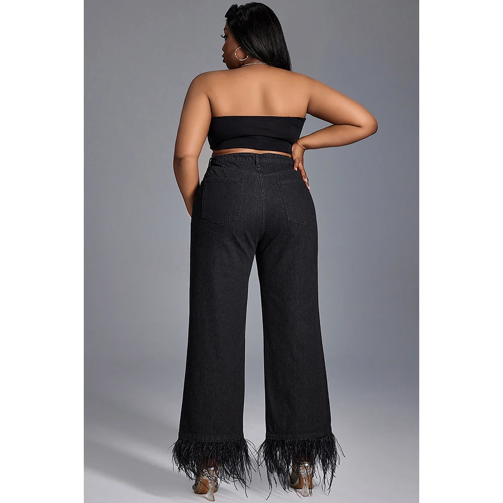 Curvy Size Flattering Ladies High Waist Denim Pants