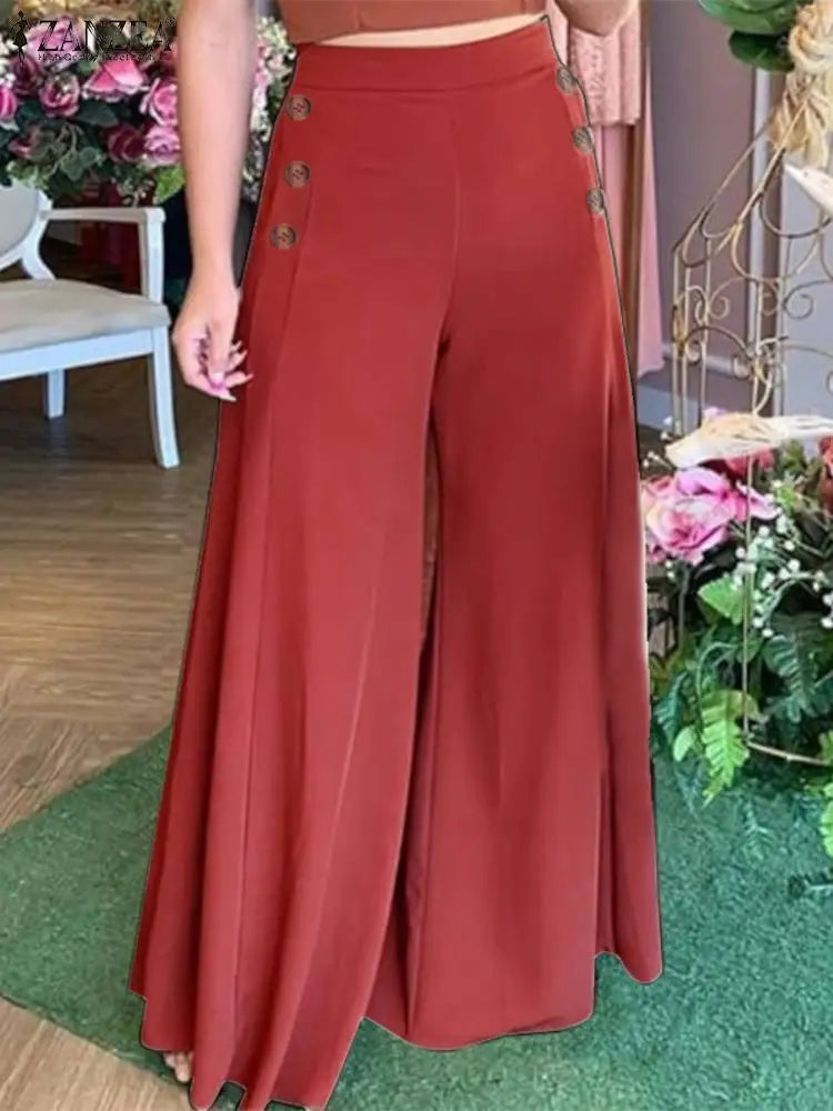 Casual Suit Pants Elegant Wide Leg Pant Solid Trouser High Waist