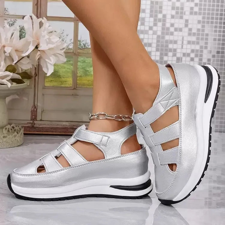 Women's Comfortable 2025 Hot Sale Closed Toe Rome Casual Sandals Women Hollow Platform Wedges .
