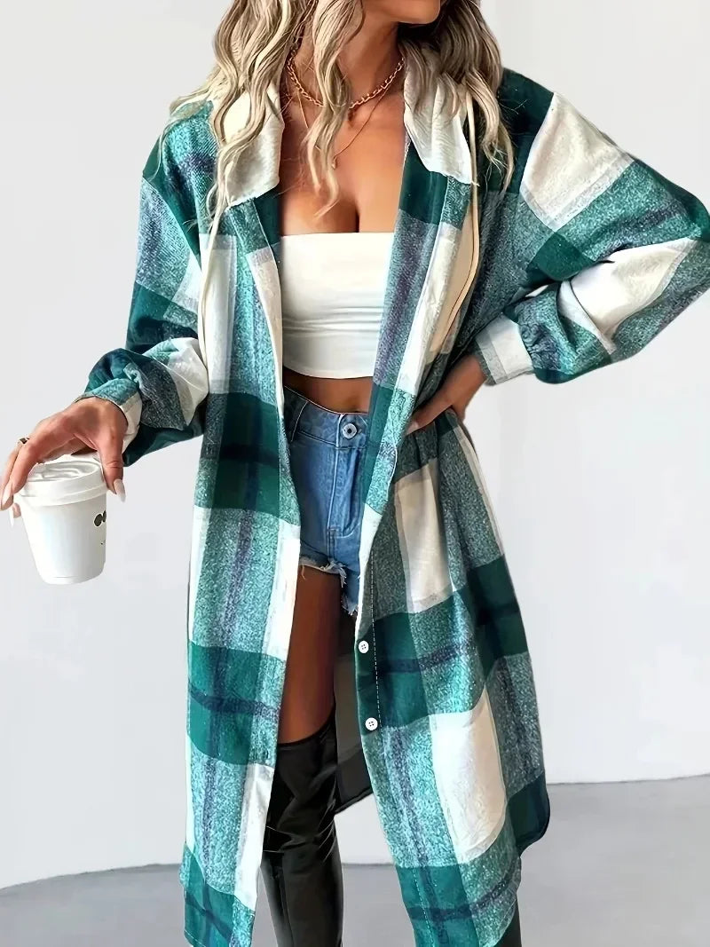 Plus Size 1XL-5XL Women's Hooded Long Coat.