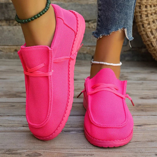 New Mesh Breathable Sneakers Women Thick Bottom Vulcanized Non-Slip Lace Up Casual Light Shoe.