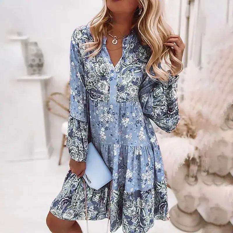 Casual Floral Print Dress For Women 2025 Spring Summer Loose A Line Dress