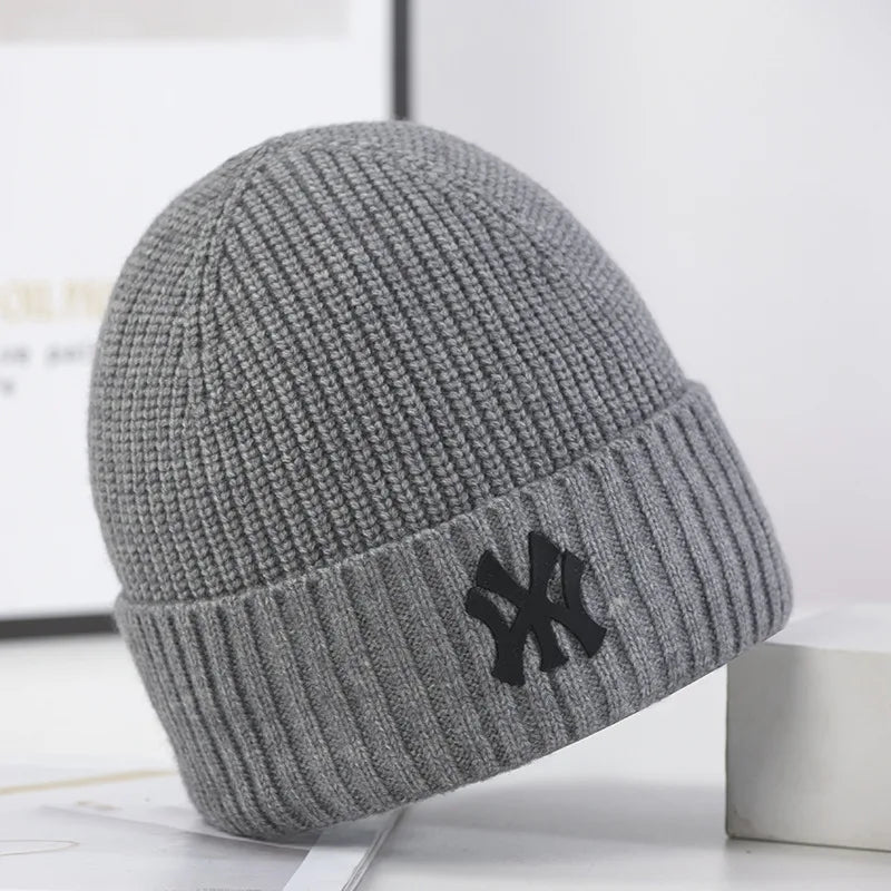 Unisex Keep Warm Autumn Winter Knitted Hat Female MY Letter Embroidery Hip-hop Hat Beanies Hats .