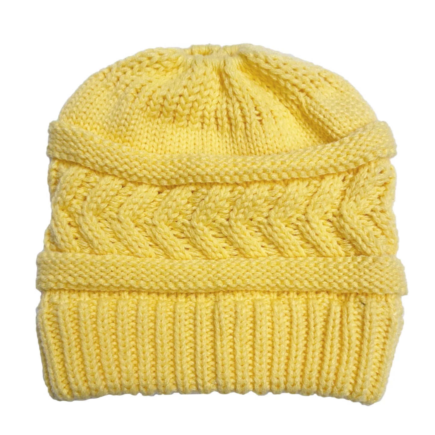 Winter Solid Cap Color Beanie Hat Dome Warm Horsetail Knit Hat women's Solid Color Fashion Outdoor