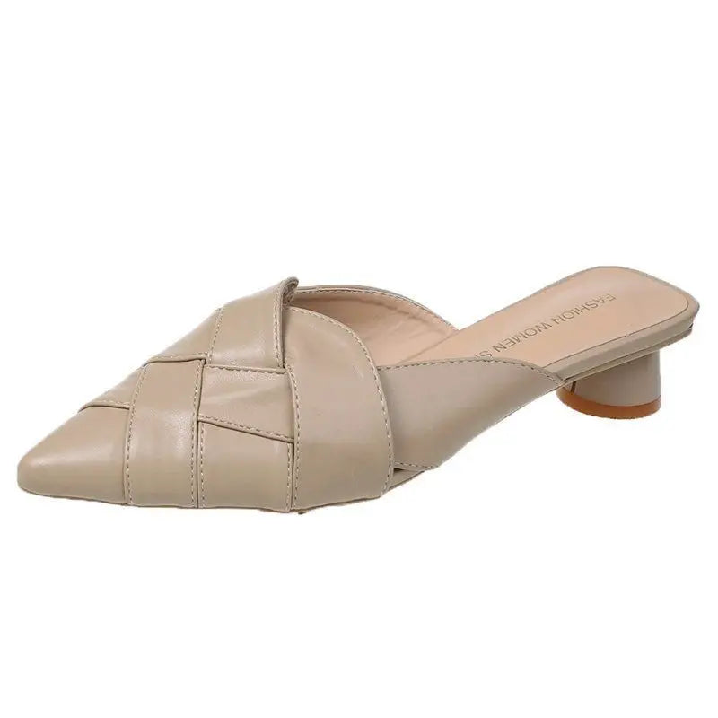 Ladies Leather Pointed Toe Mule Slides With Premium Quality.