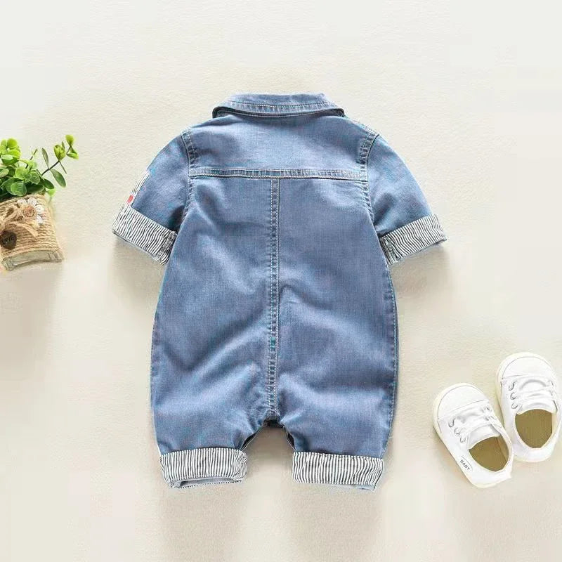 DIIMUU Baby Children Boys Clothing Toddler Overalls Denim Pants Fashion Kids Casual Jumpsuits Long Sleeve Trousers