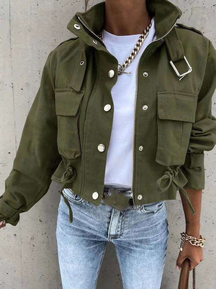 New Printed Short Casual Jacket Women Fashion Elegant Outerwear.  S-2X