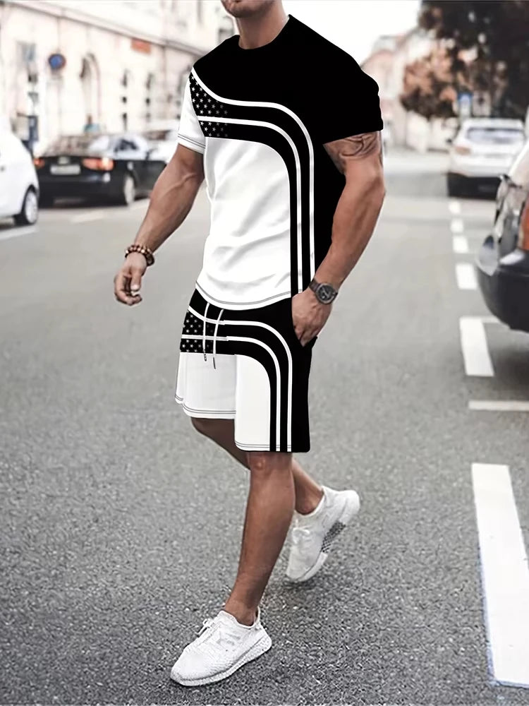 New men's outdoor running shorts for summer 2025, street fashion, casual, loose and comfortable T-shirt with soft and comfortable Shorts.  Sz:  S-6X