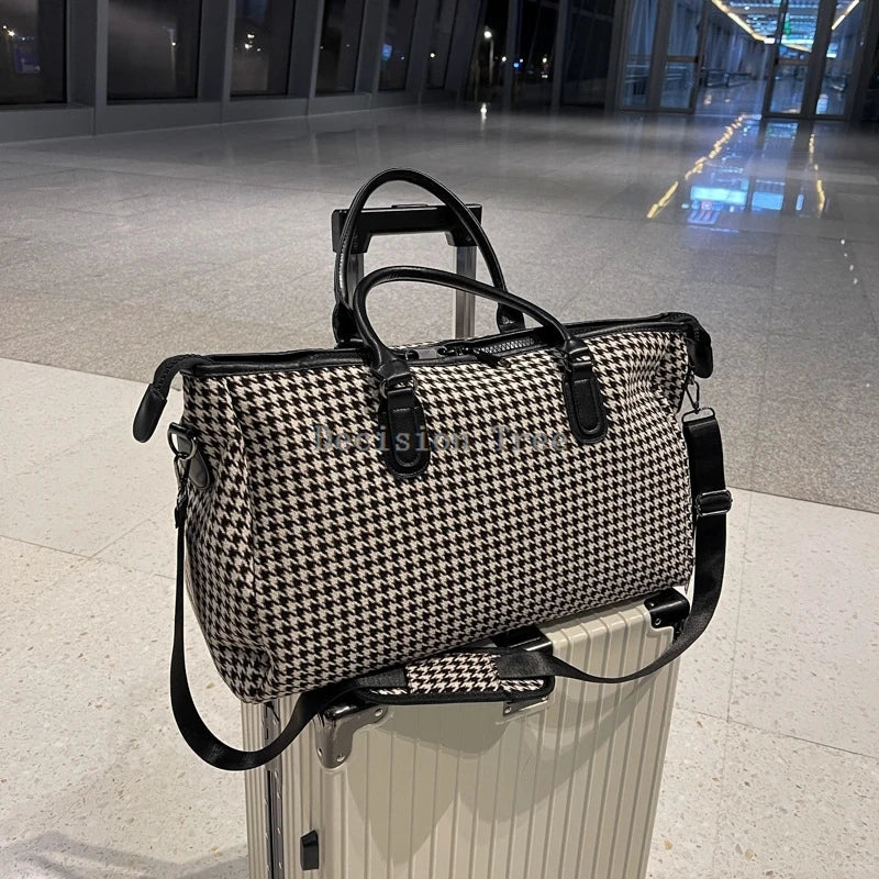 Retro Plaid Travel Duffel Bag - Large Capacity Multi-Functional Fitness & Yoga Bag