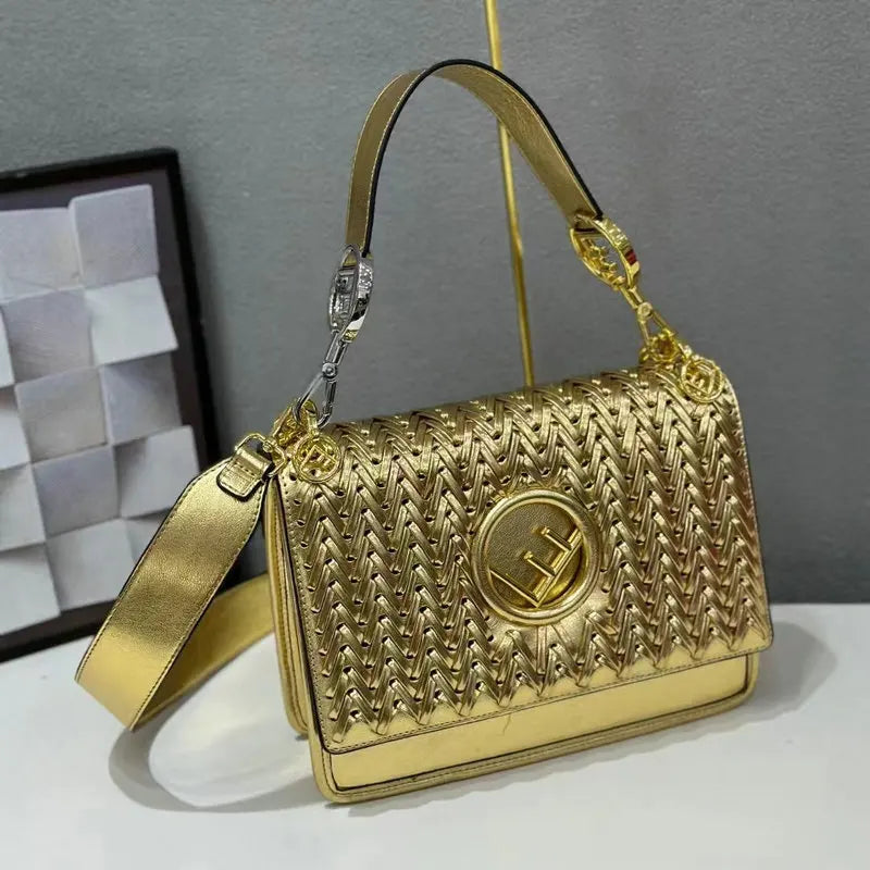 New Hollow Carved Square Bag Luxury Design Clam shell Metal Real Leather Material.