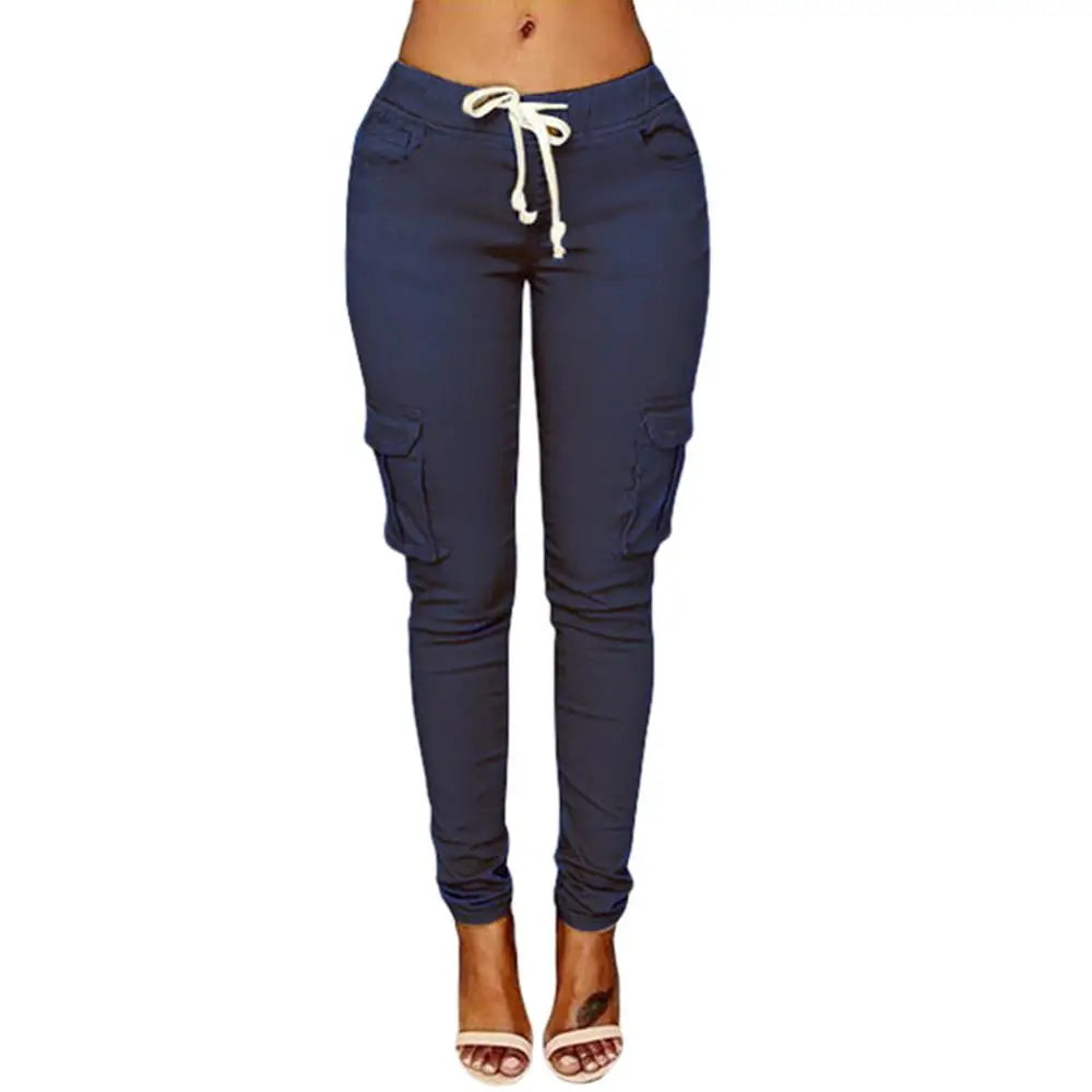 Women Casual Pants Solid Slim Multi-Pocket Comfortable Pants.  S-4X