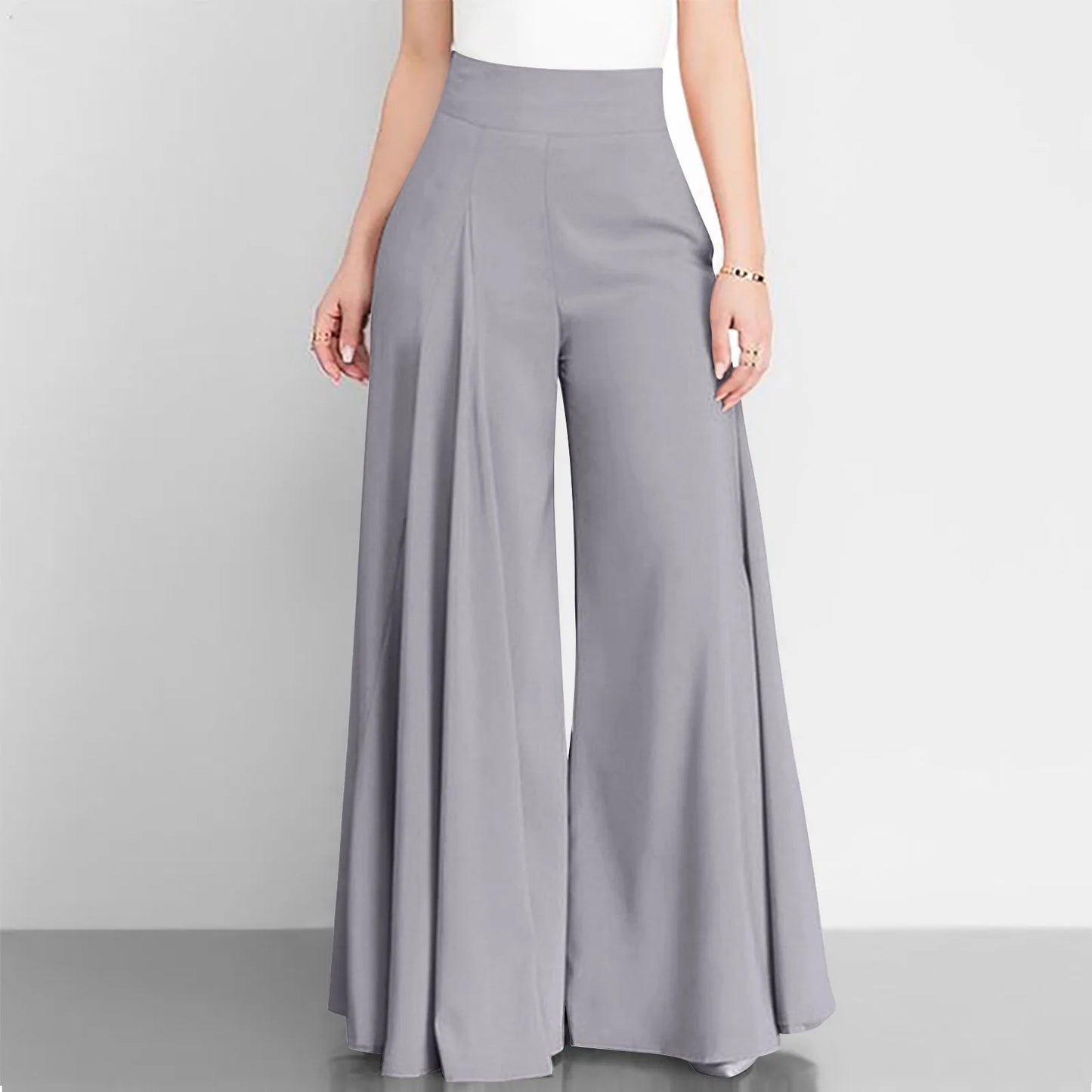 Fashion High Waist Wide Leg Pants For Women Elegant Casual Solid Loose Long Pant.   S-3X