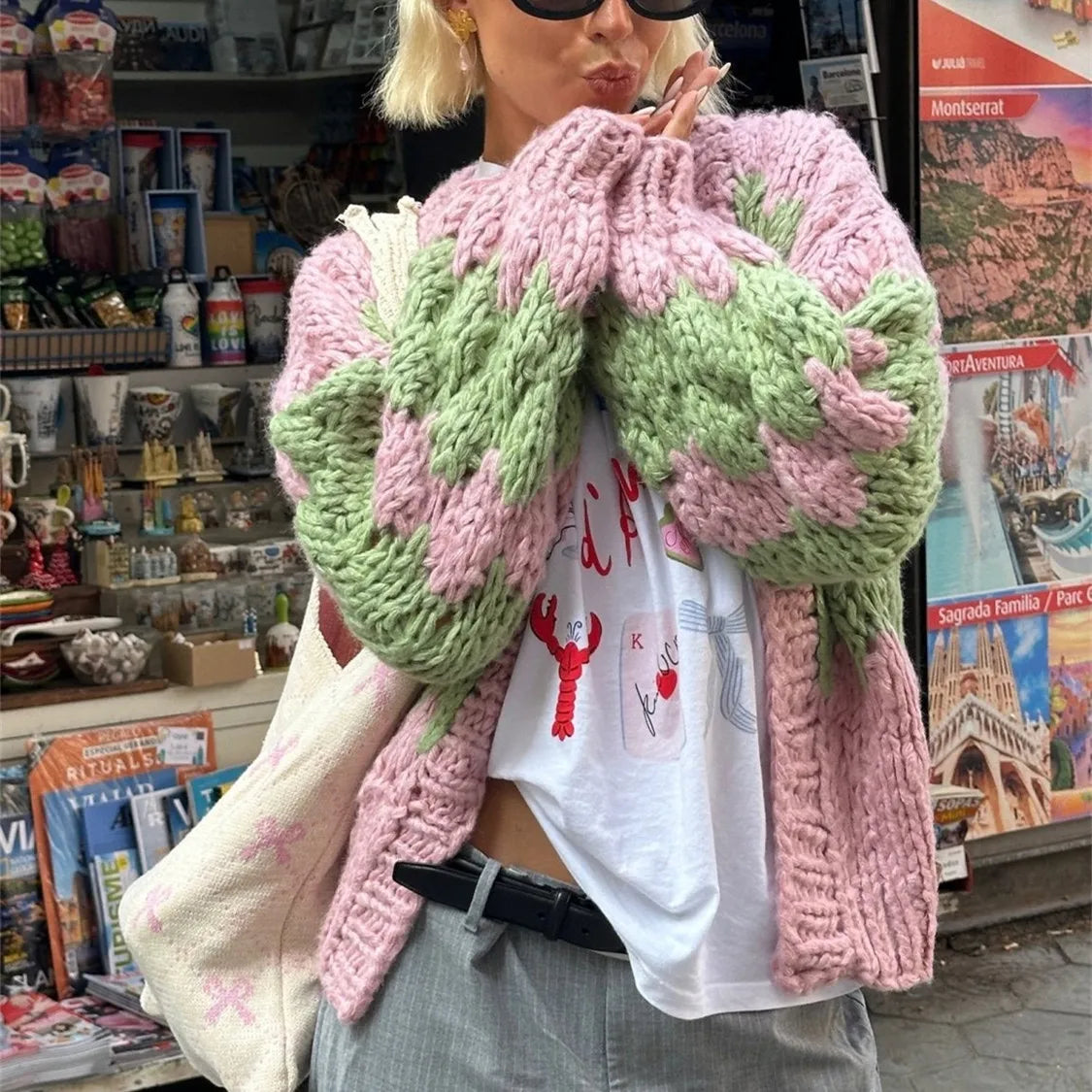 Women Oversized Cardigan /Sweater Long Sleeve Chunky Knit.