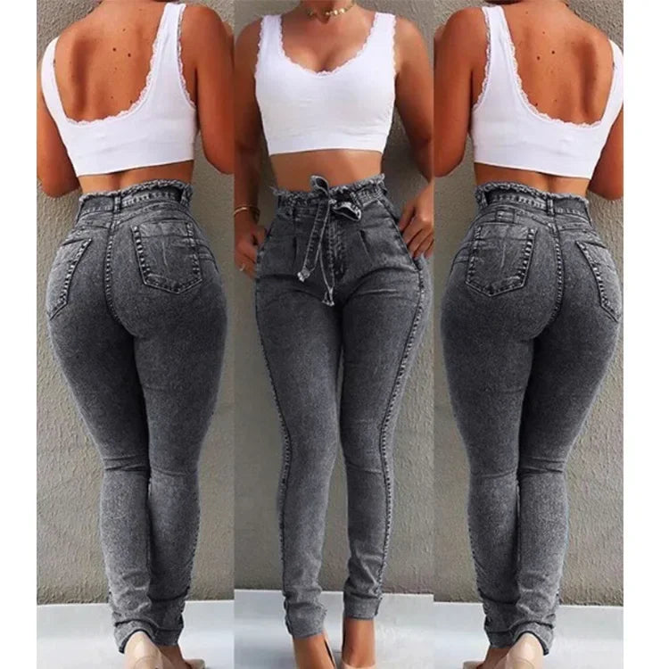 Women High Waist Denim Pants Sexy Stretchy Hips Pants /Trouser Sexy Mom Jeans 2025.  S-3X