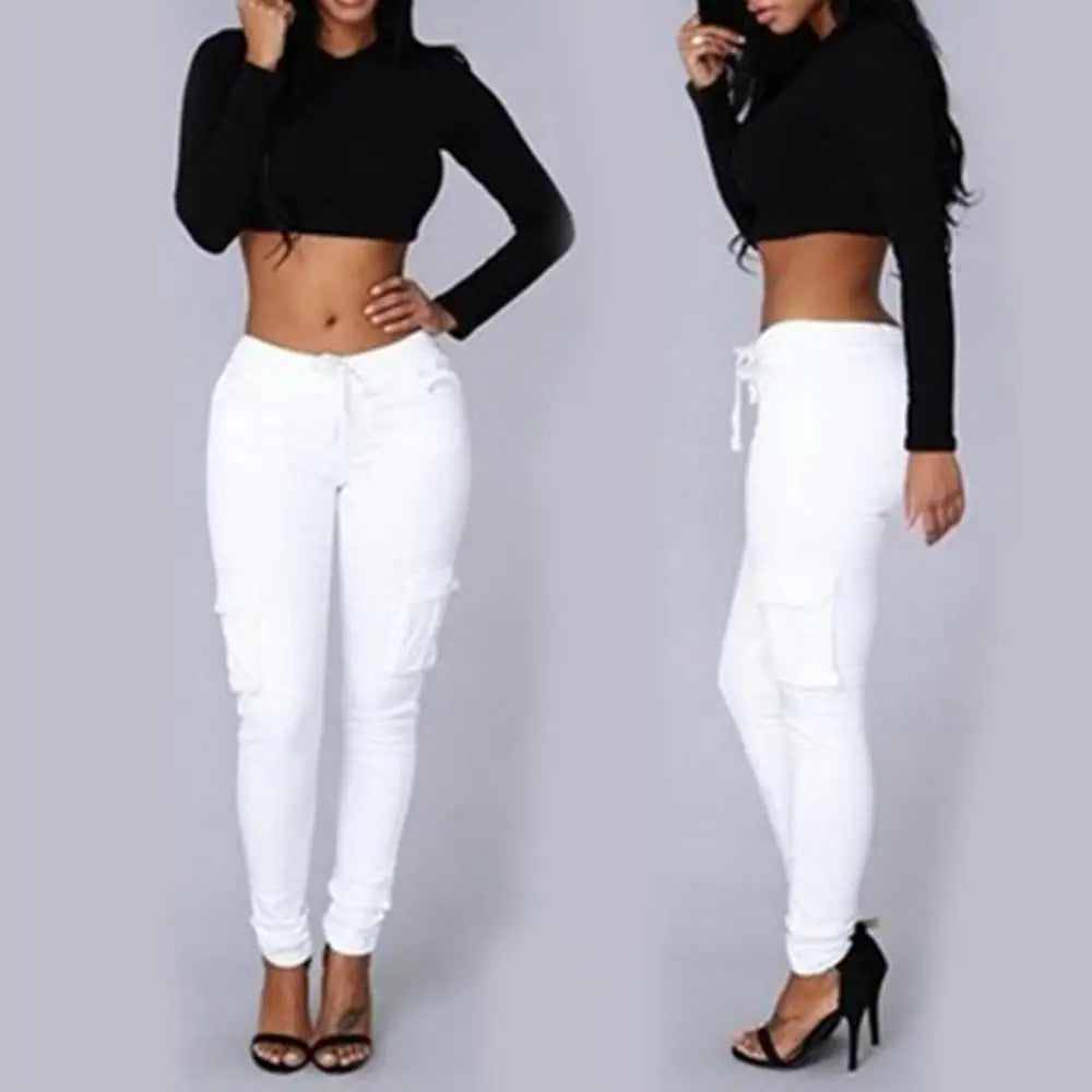 Women Casual Pants Solid Slim Multi-Pocket Comfortable Pants.  S-4X