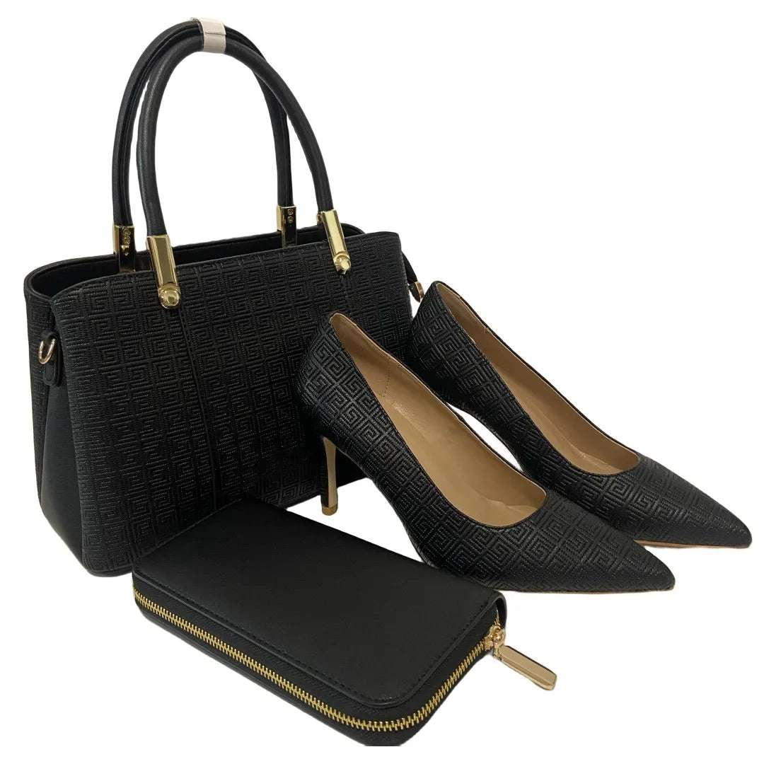 New Heels Shoes Popular Pointed Ladies Pumps with Matching Bag set